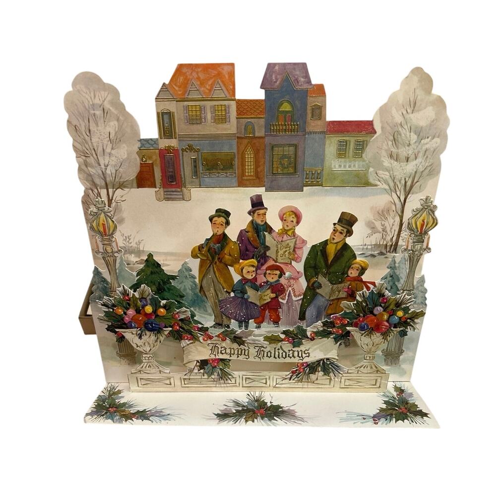 1960’s Bx/6 Am Greetings 3D pop-up Christmas Card Victorian Style 9x9.5 NOS Vtg